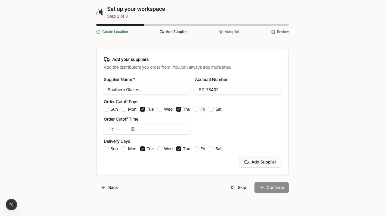 Add supplier