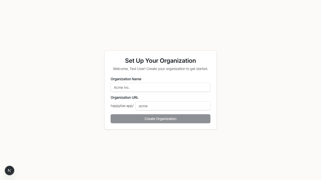 Organization setup